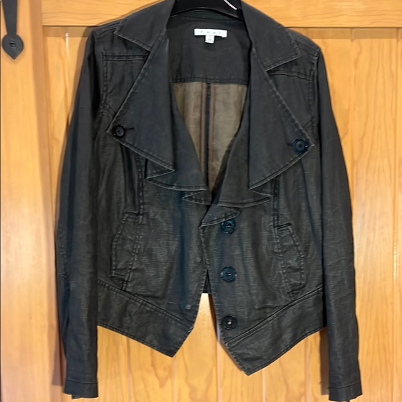 CAbi Stylish Charcoal Linen Jacket Like New! Women's Size Large - Picture 1 of 4